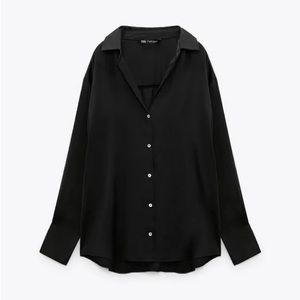 Zara Black Satin Effect Shirt